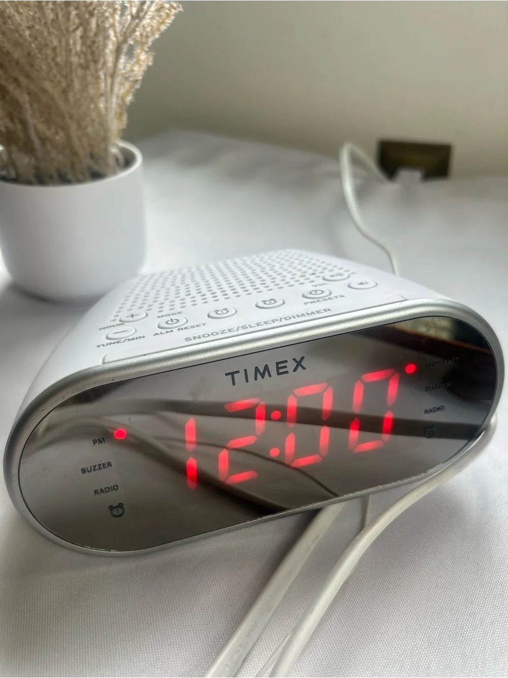 Timex Digital Alarm Clock - White with Red LED